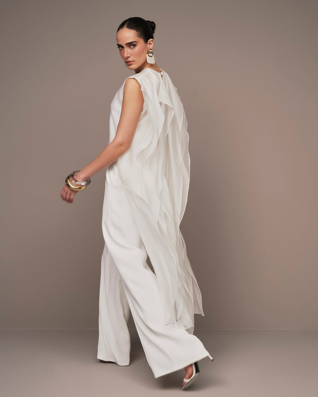 Asymmetrical Jabour Cape Blouse
