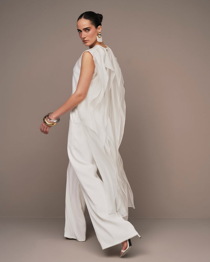 Asymmetrical Jabour Cape Blouse