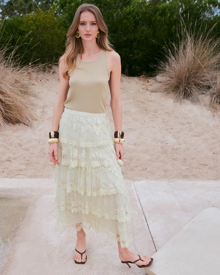 Saia Longa Babado Renda