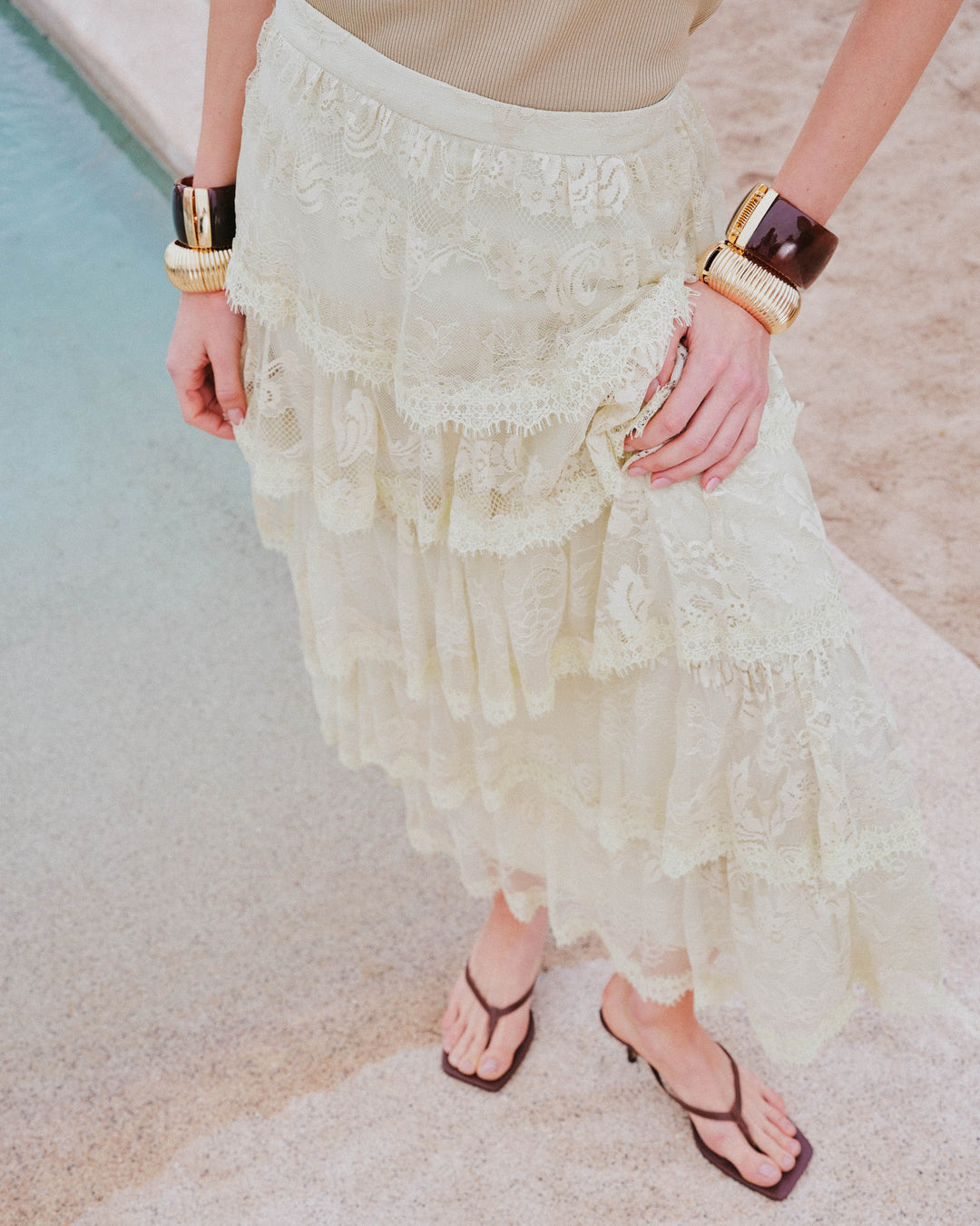 Saia Longa Babado Renda