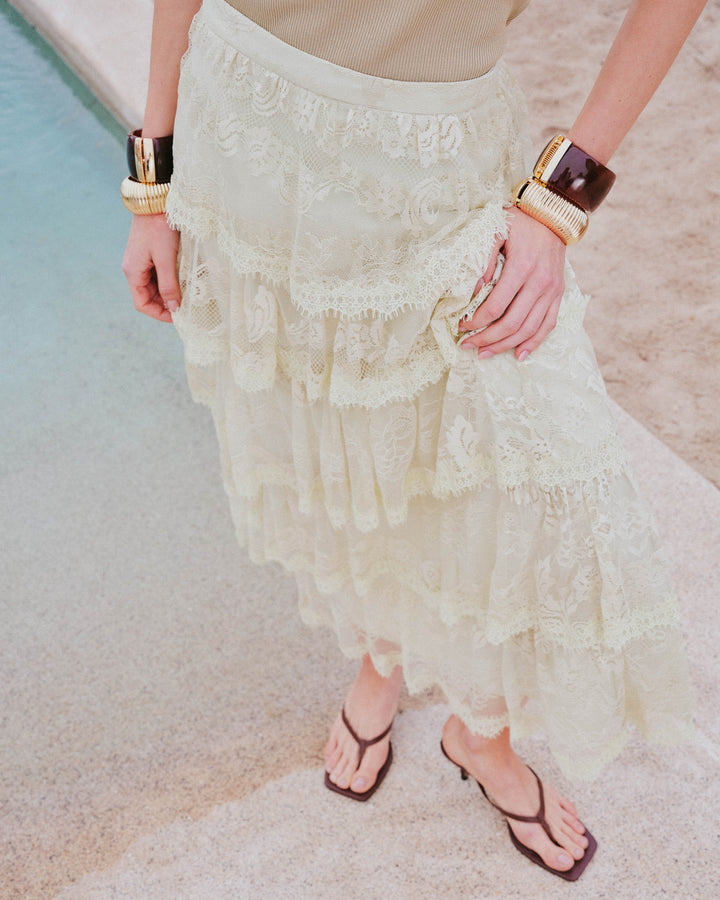 Saia Longa Babado Renda