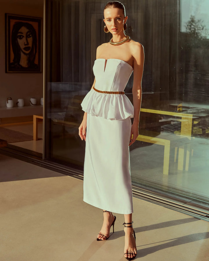 Vestido Midi Peplum Balonê