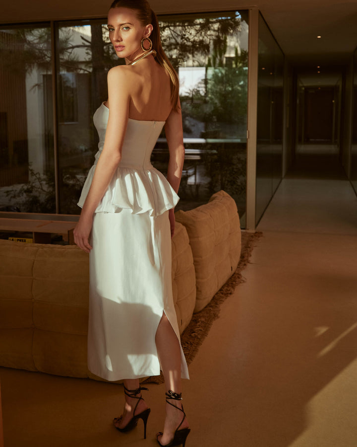 Vestido Midi Peplum Balonê