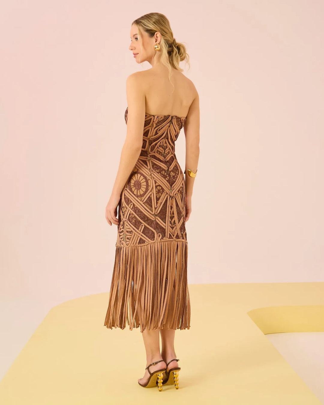 Embroidered Braided Midi Dress