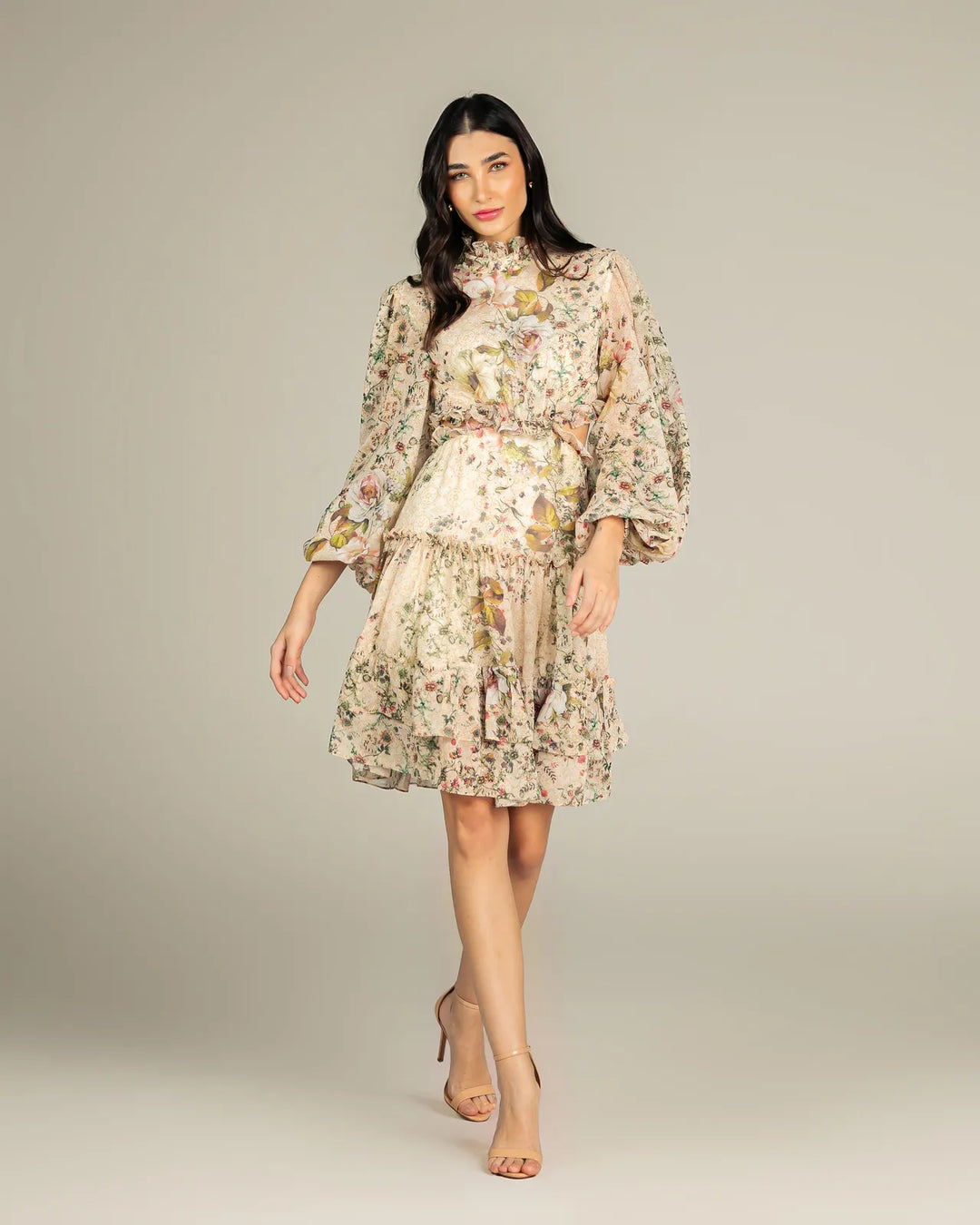 Short Floral Ruffle Dress