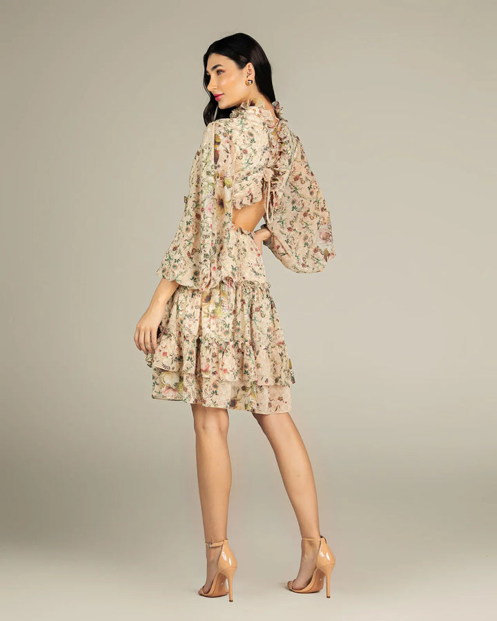 Short Floral Ruffle Dress