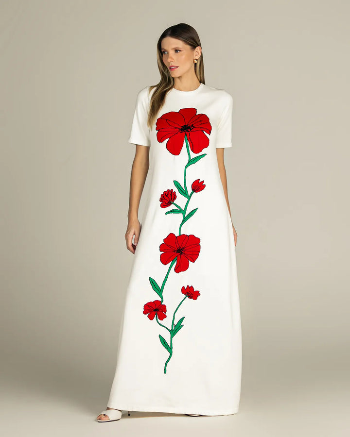 Long Flower Knit Dress