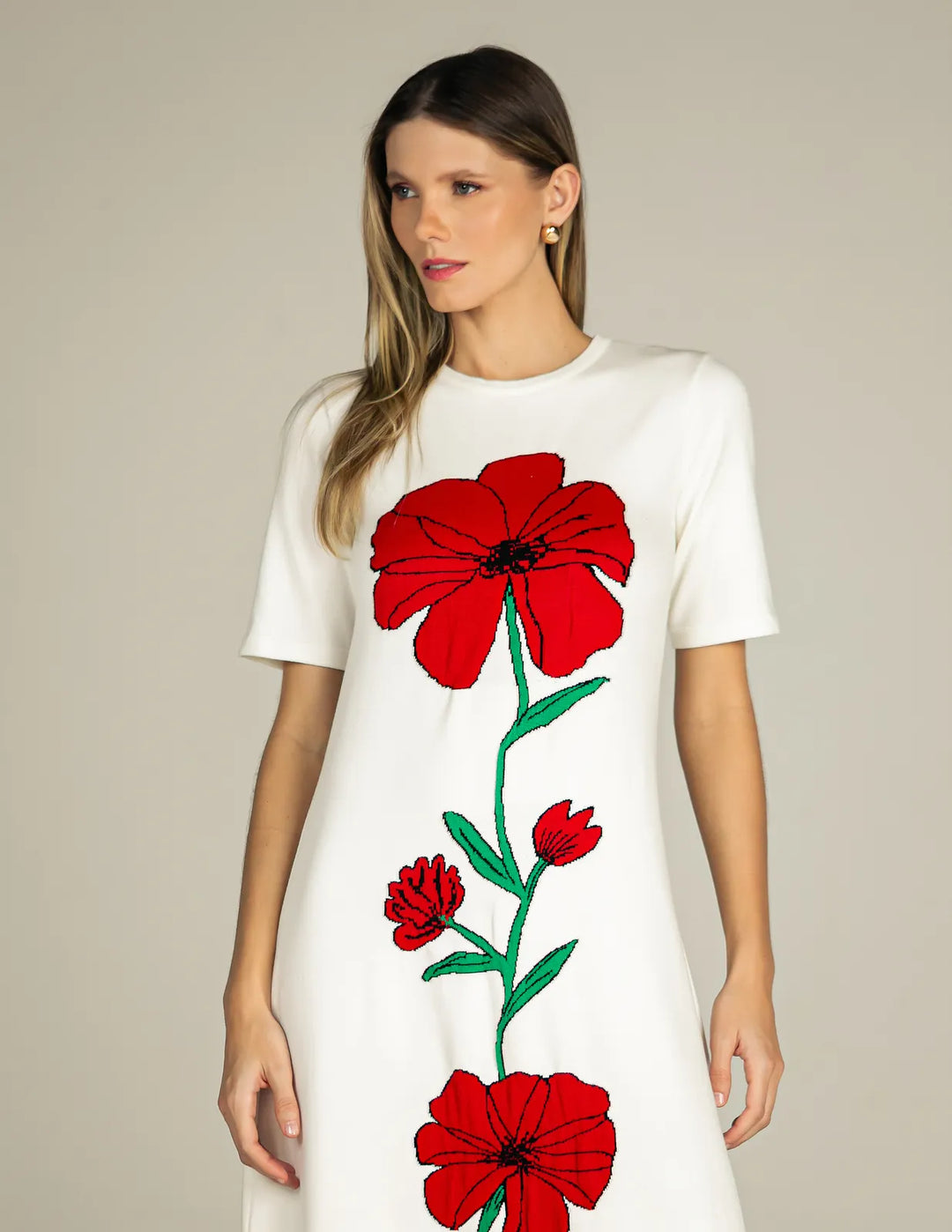 Long Flower Knit Dress