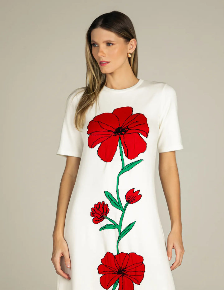 Long Flower Knit Dress
