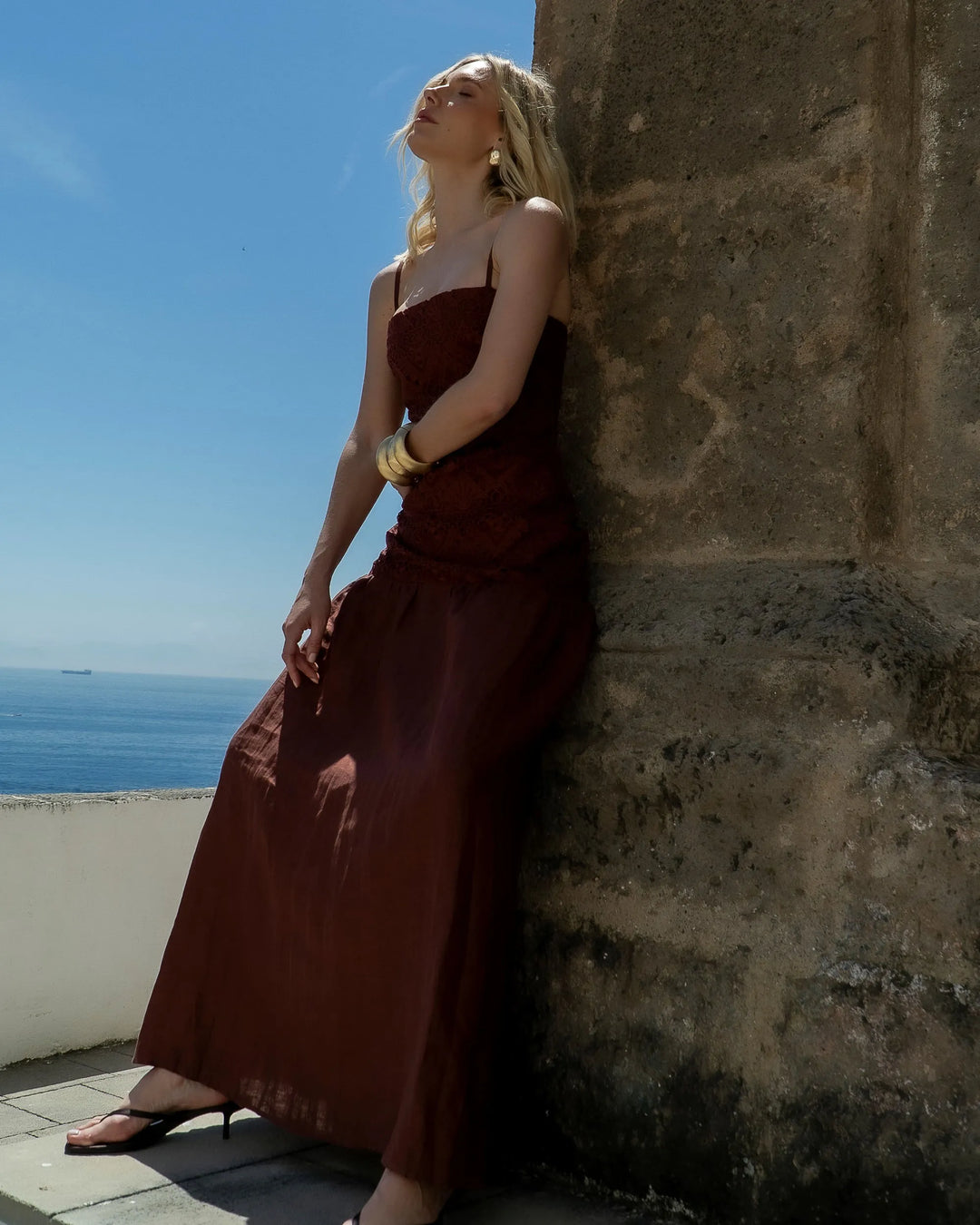 Long Lace Linen Dress