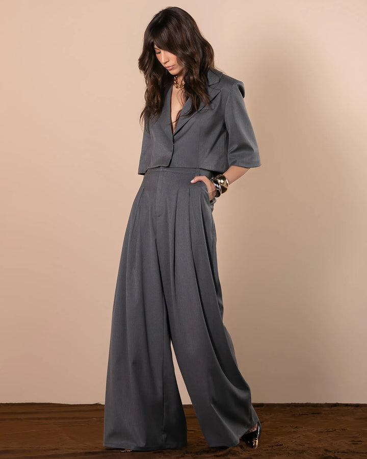 Cropped Blazer+Pants Set