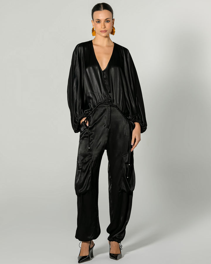 Satin Blouse+Pants Set
