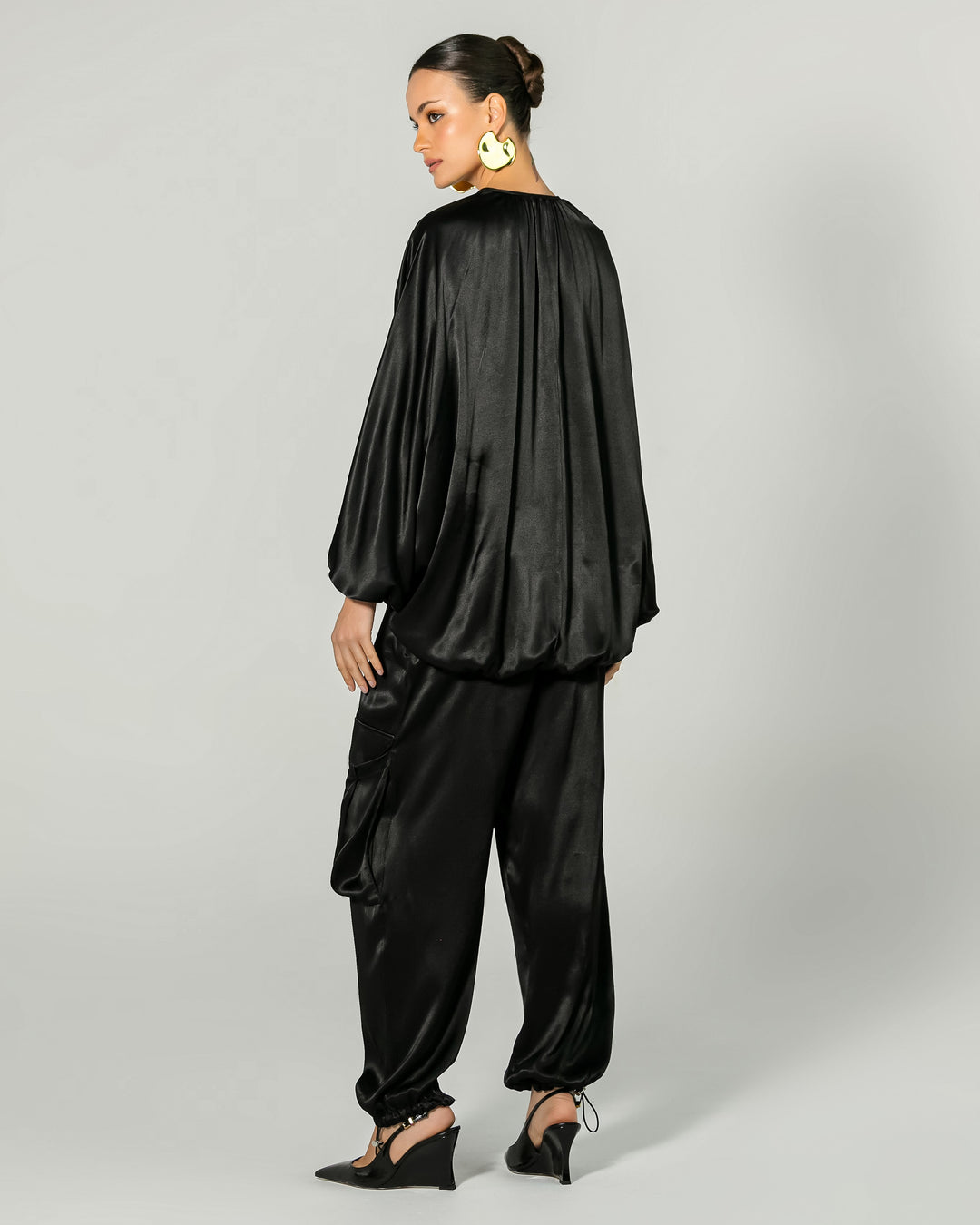 Satin Blouse+Pants Set