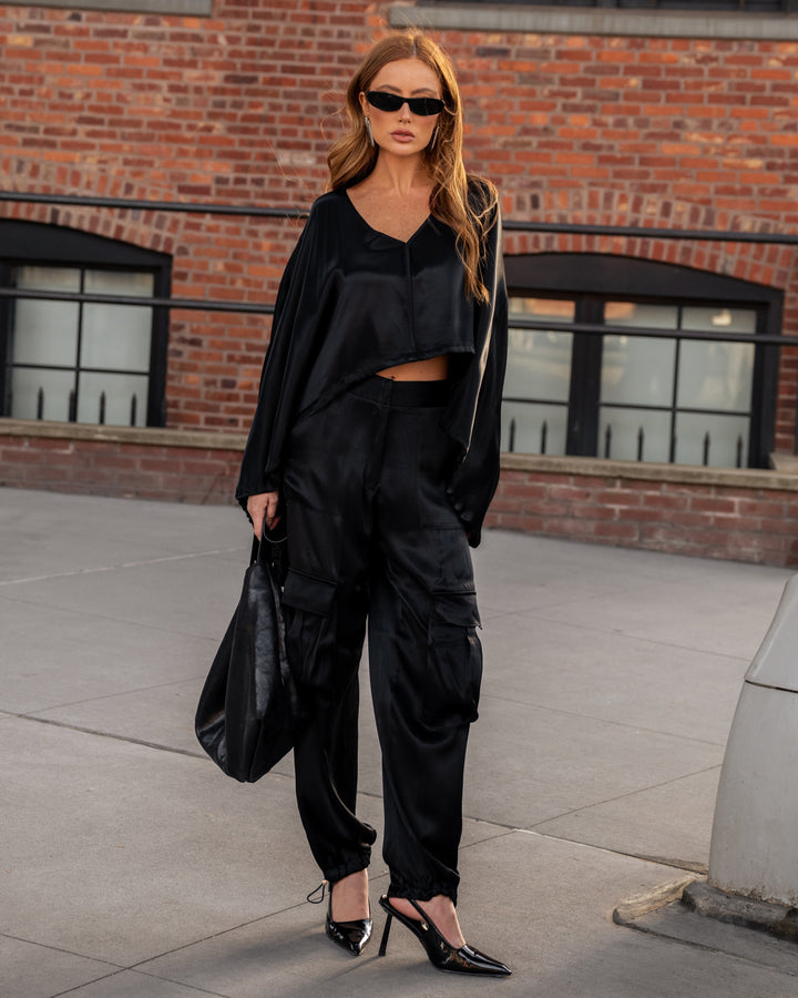 Satin Blouse+Pants Set