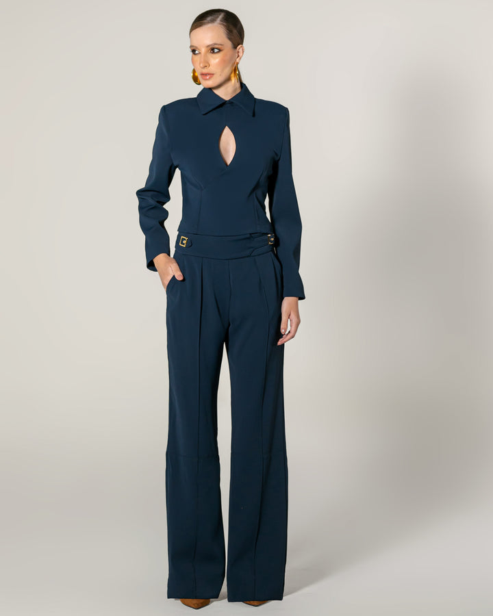 Tailored Set Straight Trousers + Drop Neck Shirt