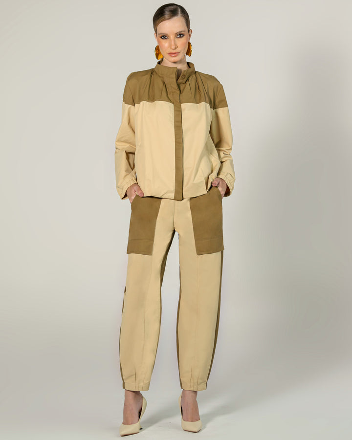 Two-tone Coat+Pants Set