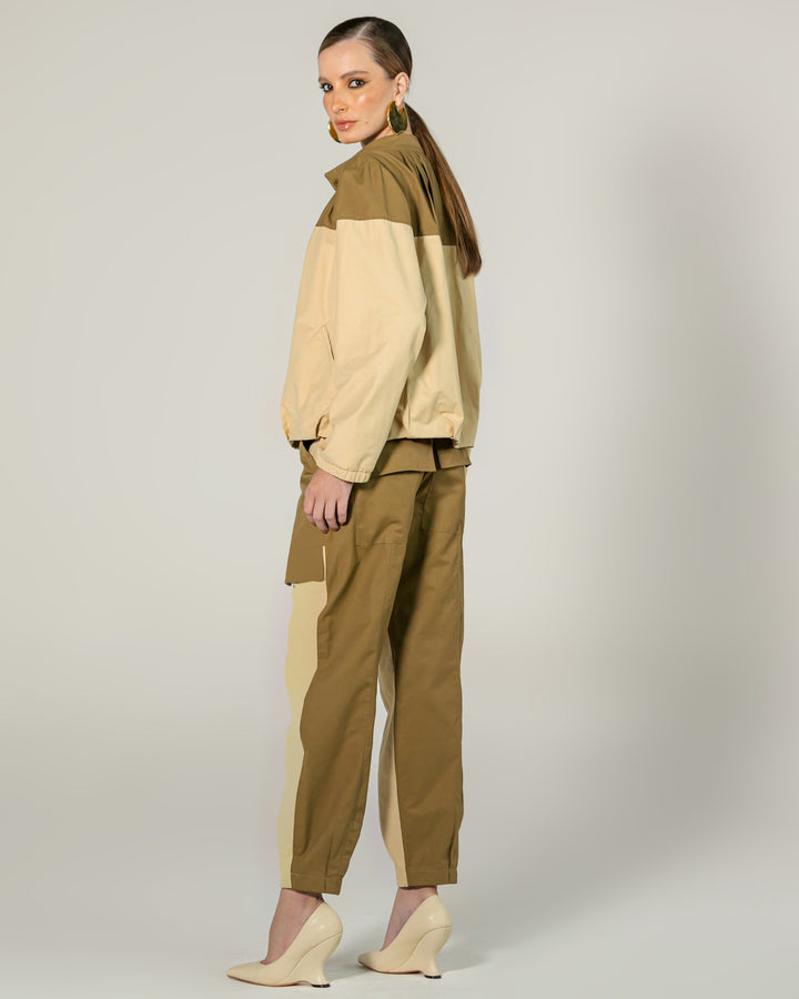 Two-tone Coat+Pants Set