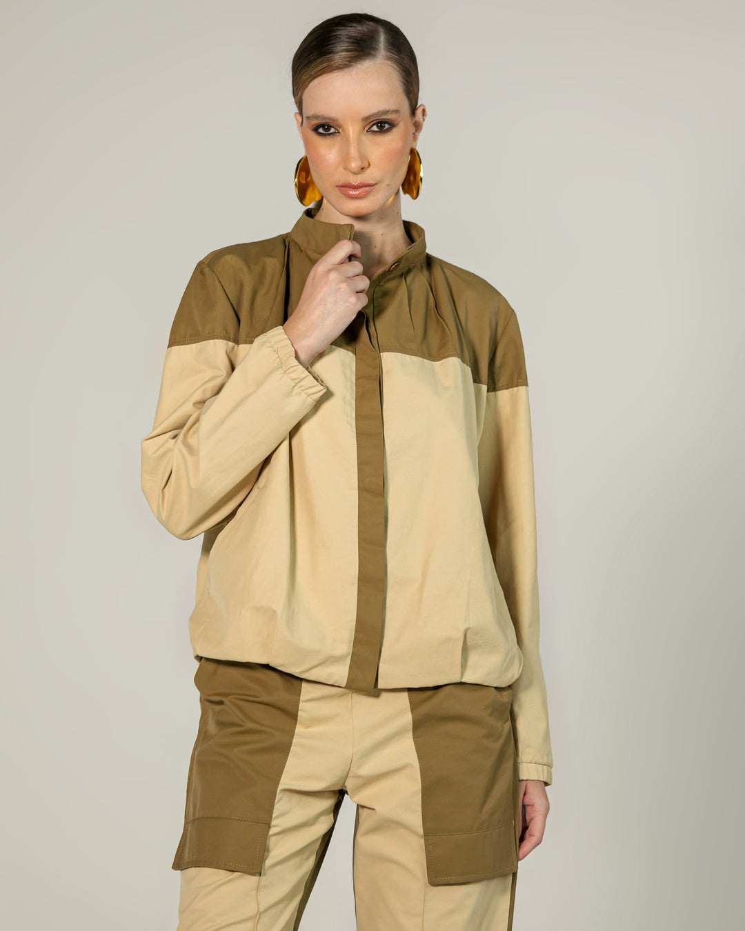 Two-tone Coat+Pants Set
