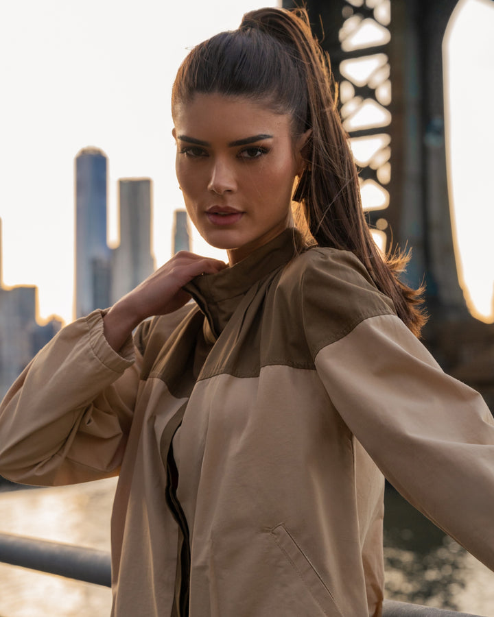 Two-tone Coat+Pants Set