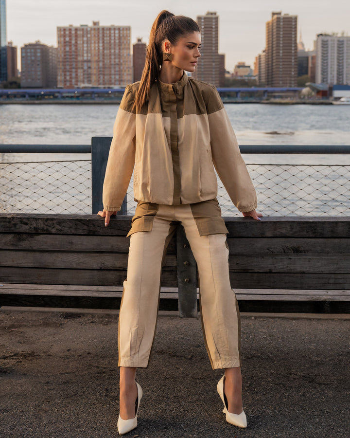 Two-tone Coat+Pants Set