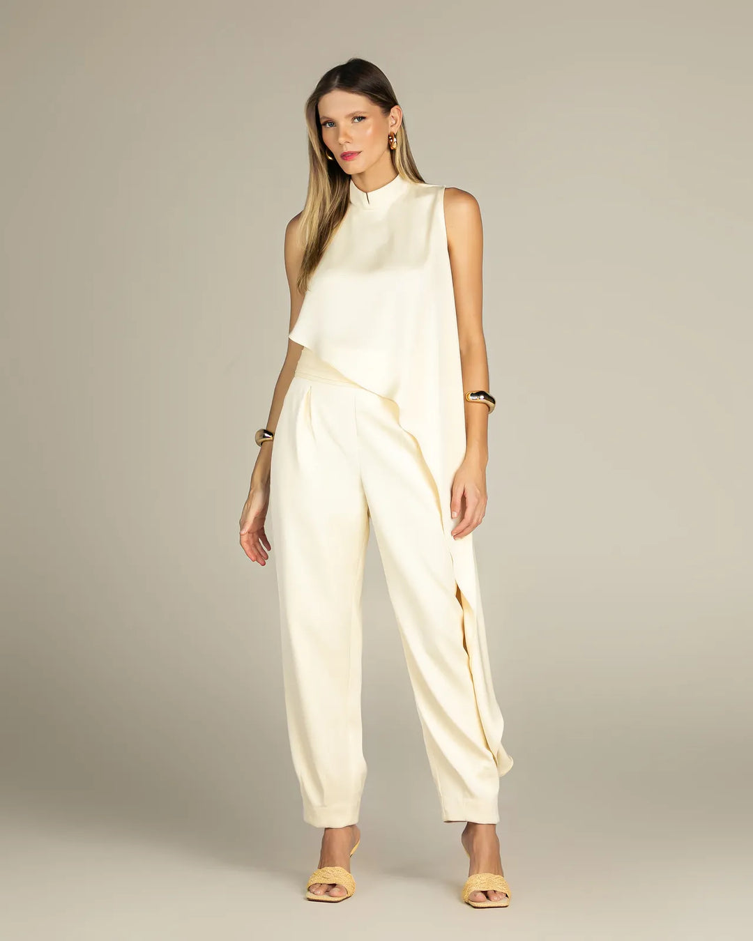 Asymmetrical Trousers+Blouse Set