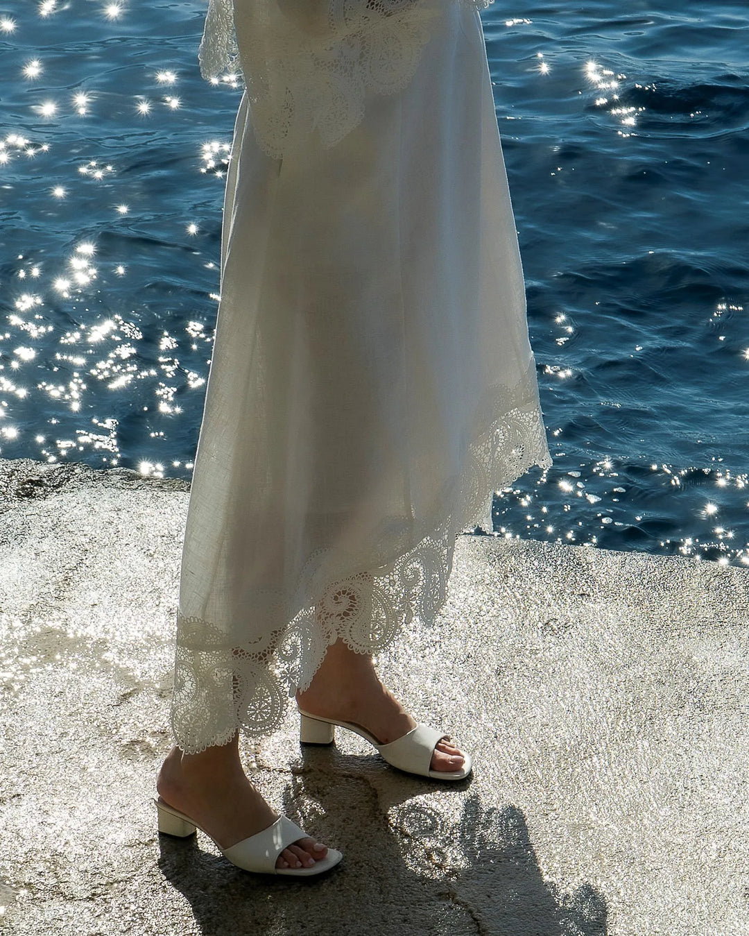 Linen Shirt + Lace Midi Skirt Set