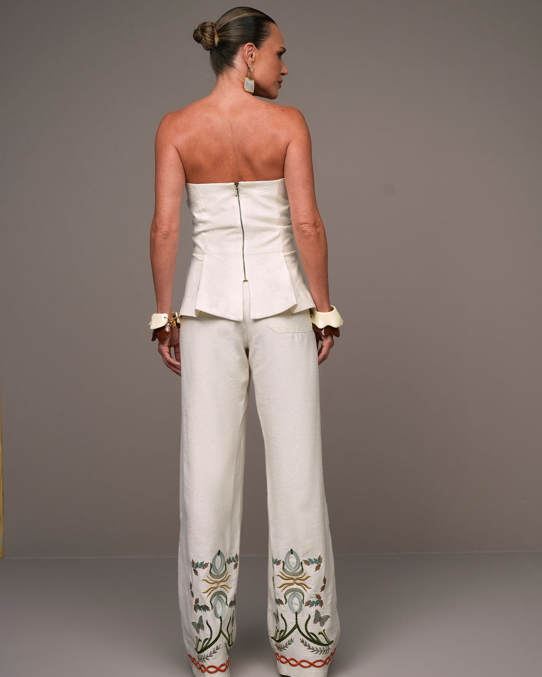 Embroidered Pants + Peplum Top Set