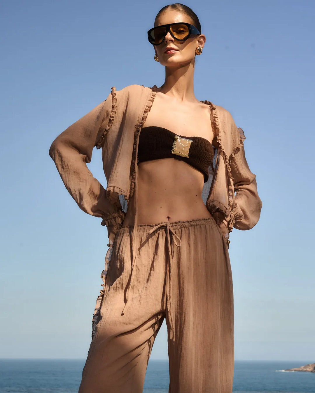 Textured Top+Pants Set