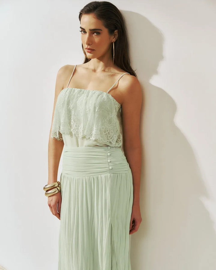 Lace Blouse + Tarquinated Skirt Set
