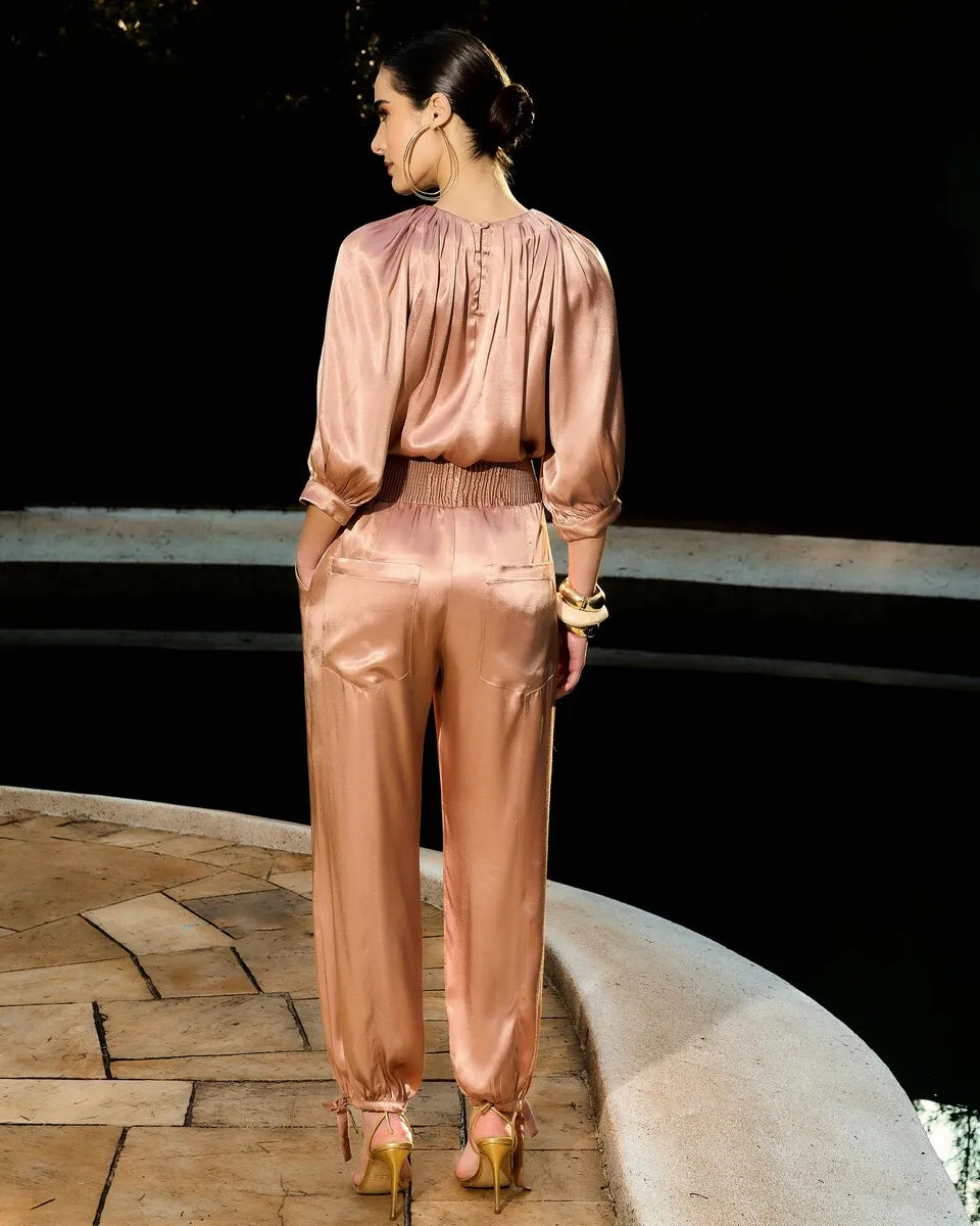 Satin Shirt + Jogger Pants Set