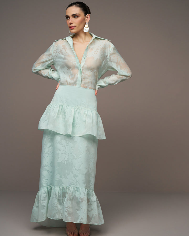 Conjunto Camisa+Saia Organza Devorê