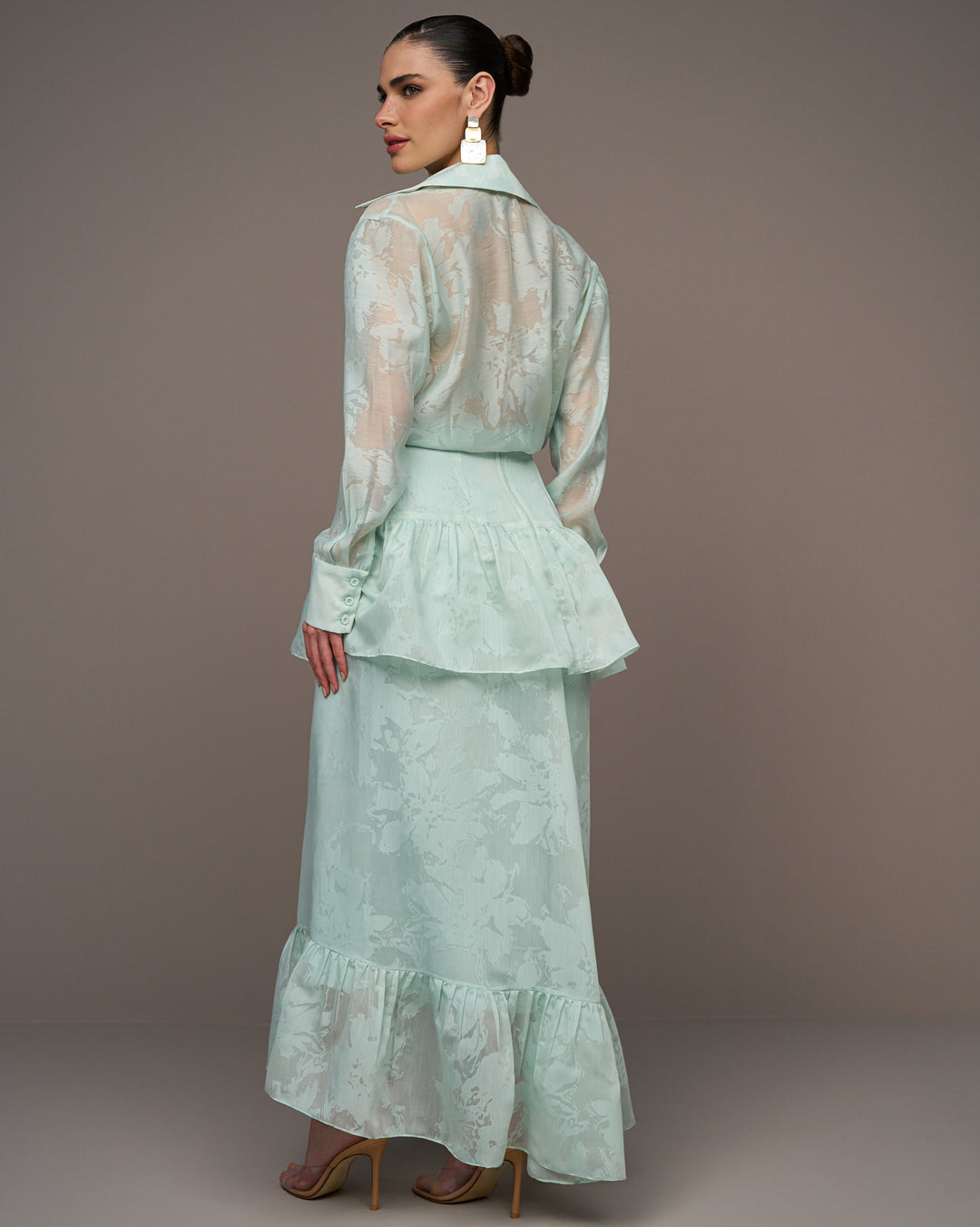Conjunto Camisa+Saia Organza Devorê