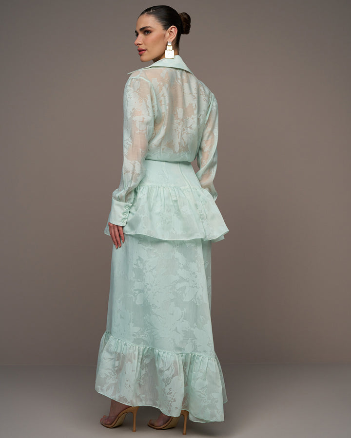 Conjunto Camisa+Saia Organza Devorê