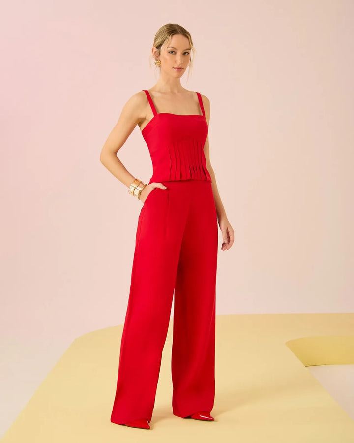 Pleated Blouse + Pants Set
