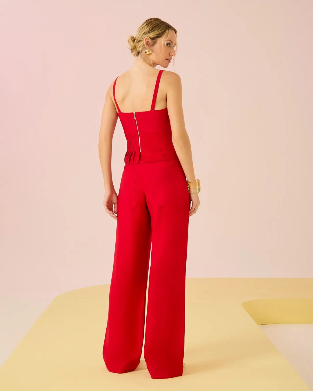 Pleated Blouse + Pants Set