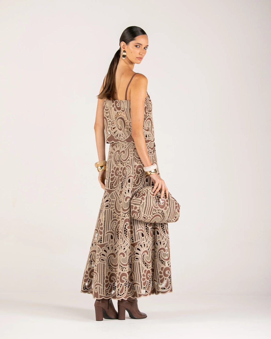 Lace Top+Midi Skirt Set