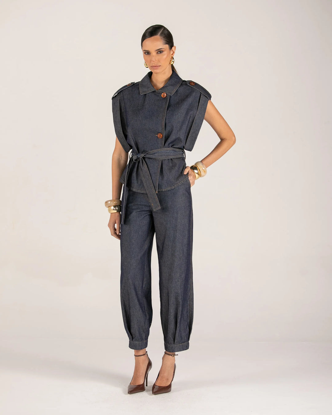 Jeans Pants+Vest Set