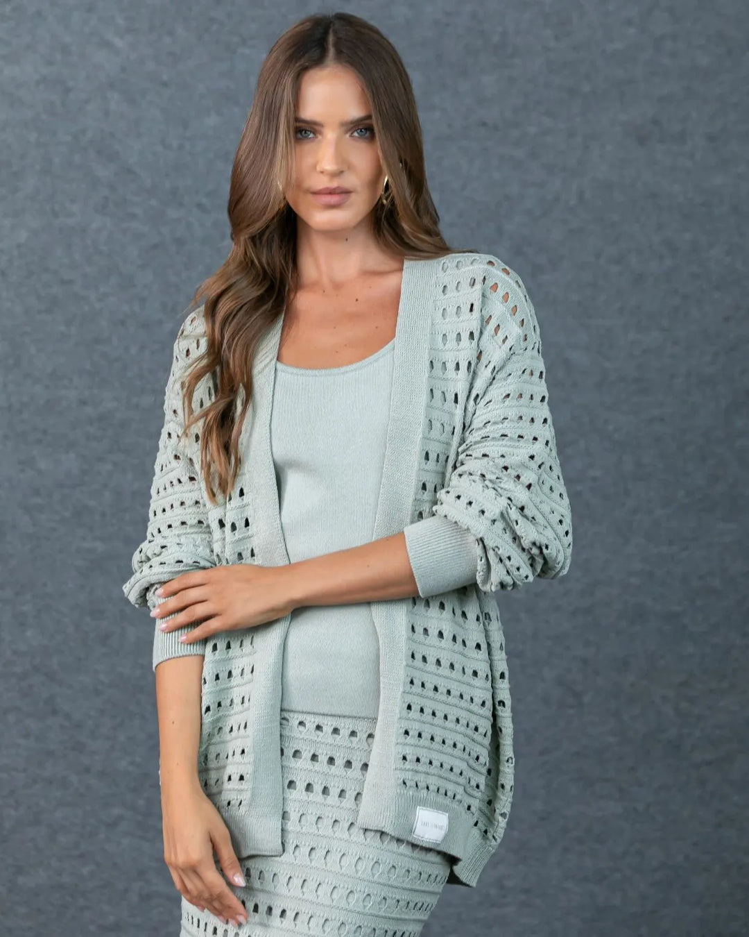 Midi Skirt+Cardigan+Tank Top Set