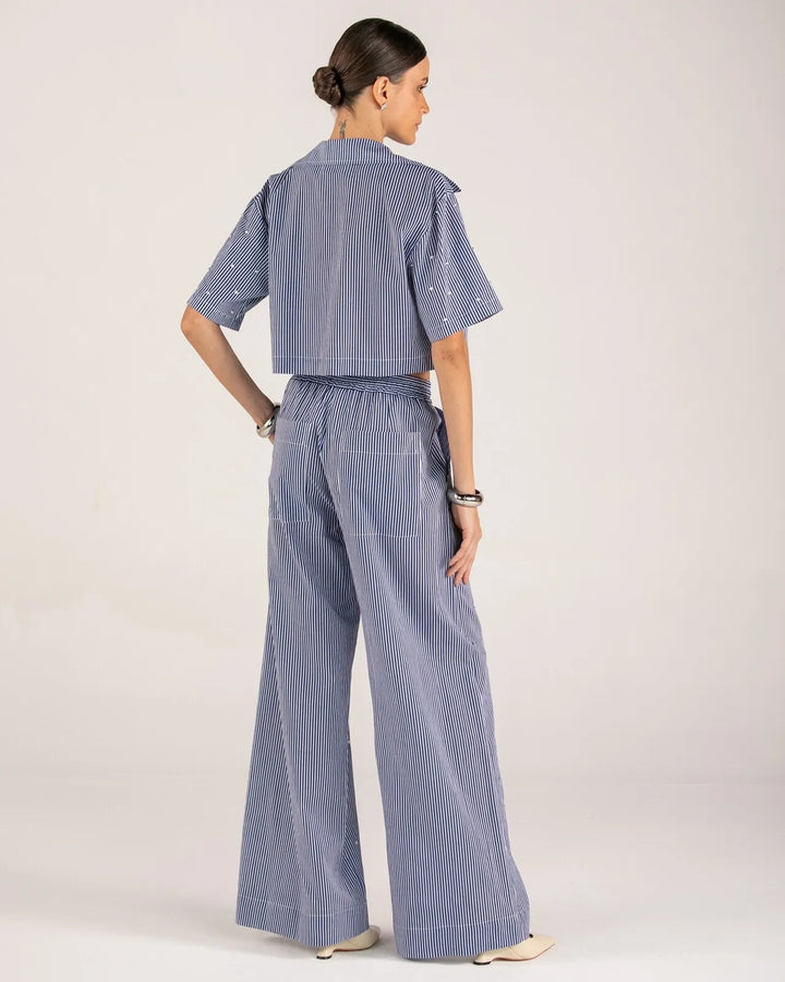 Embroidered Cropped Top+Pants Set