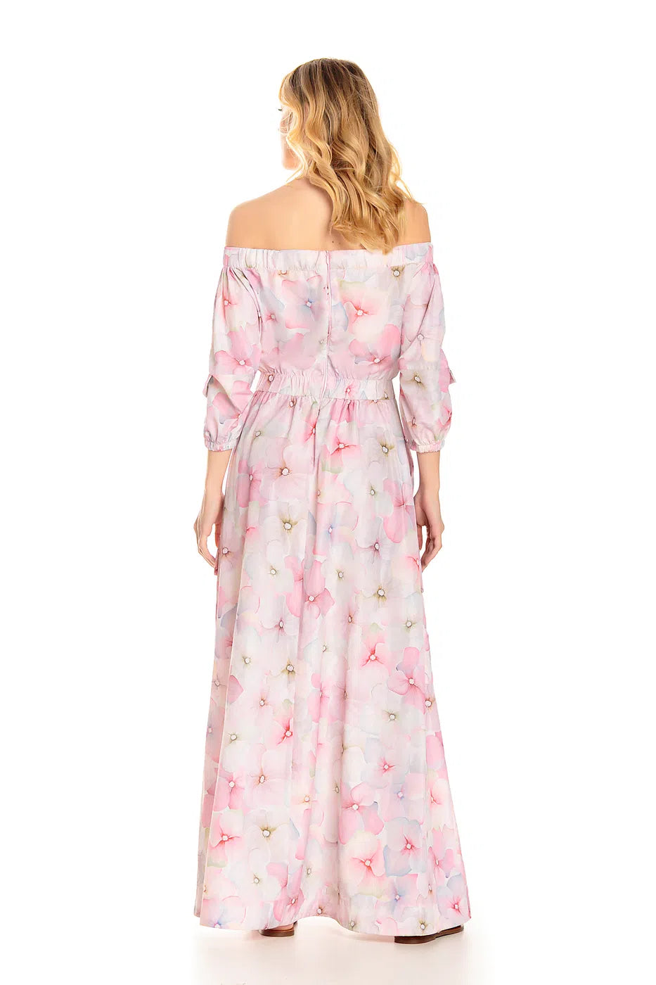 Anne Fernandes Long Off-the-Shoulder Dress