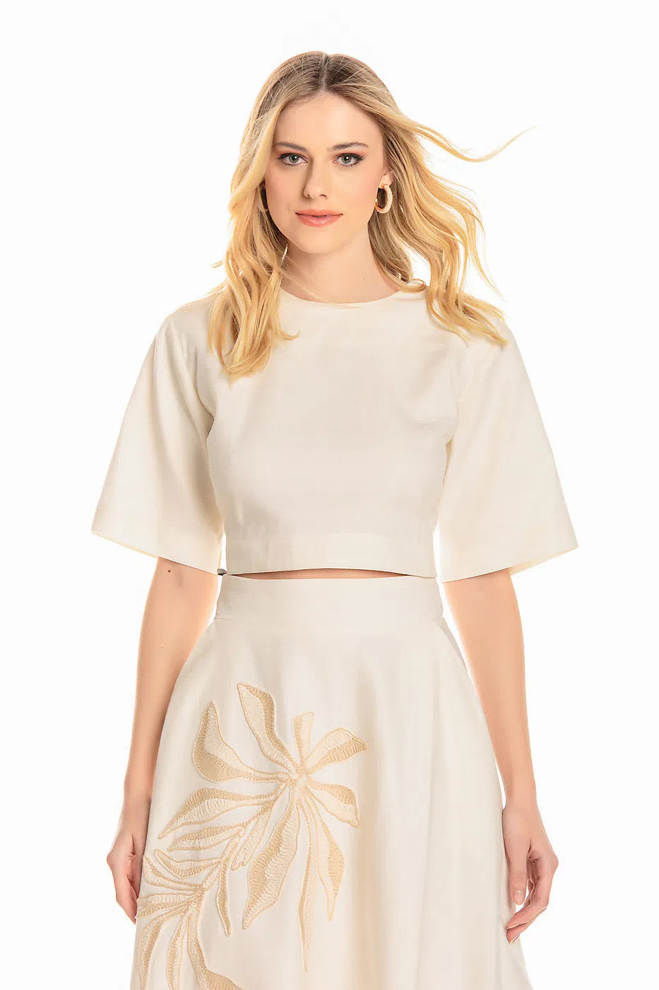 Anne Fernandes Cropped+Midi Skirt Set
