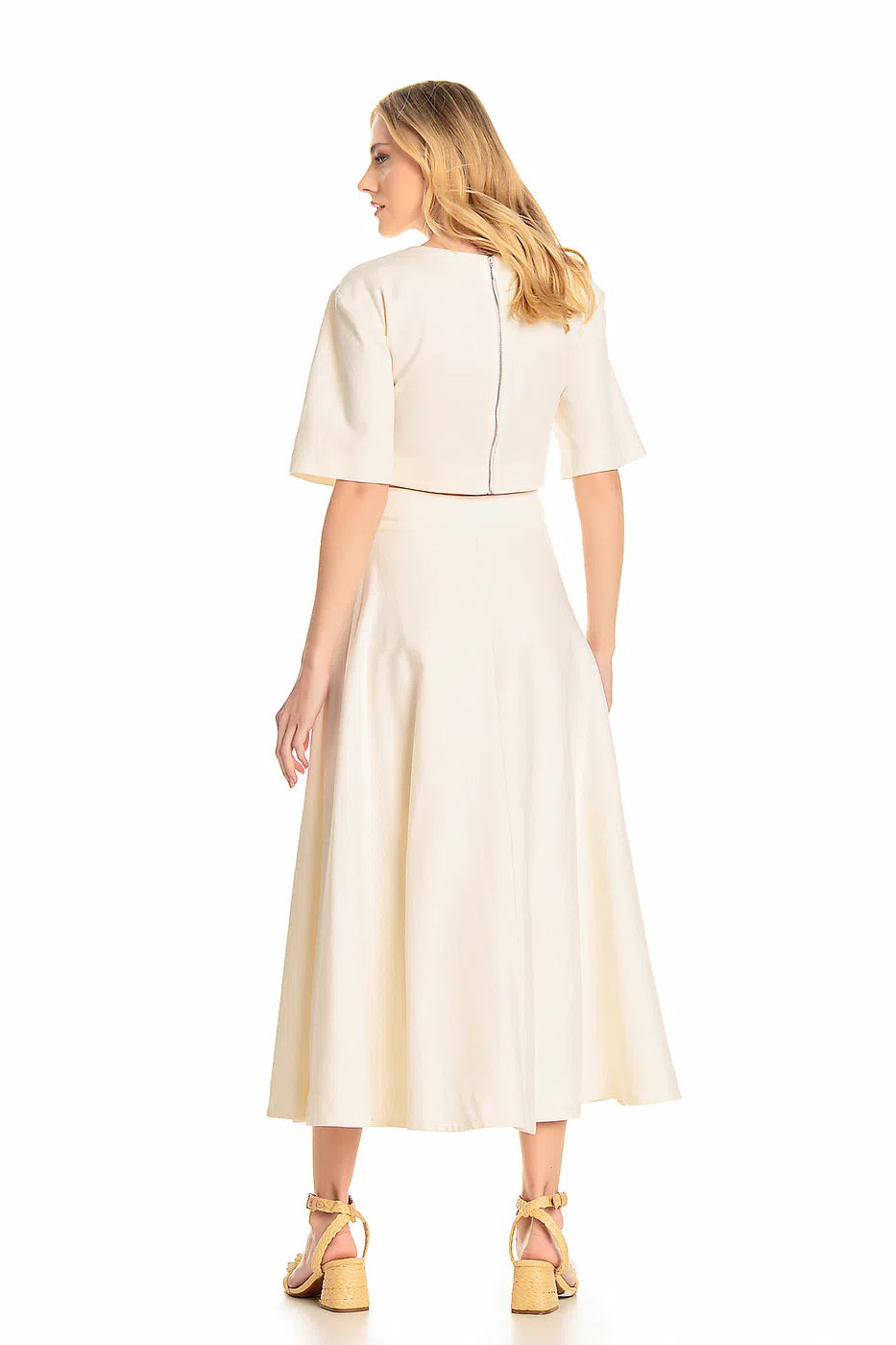 Anne Fernandes Cropped+Midi Skirt Set