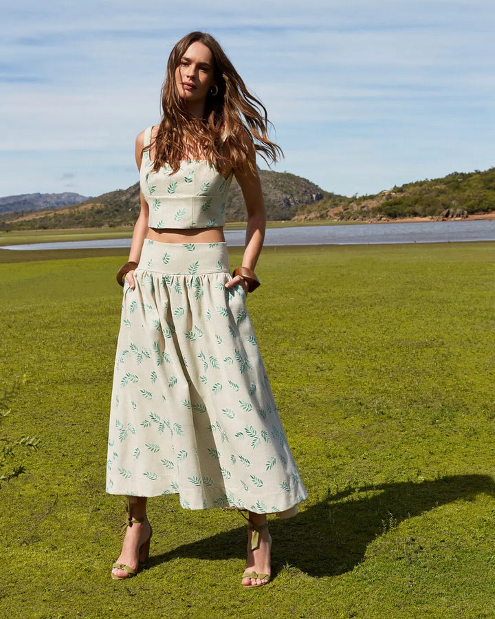 Anne Fernandes Cropped Strap+Skirt Set