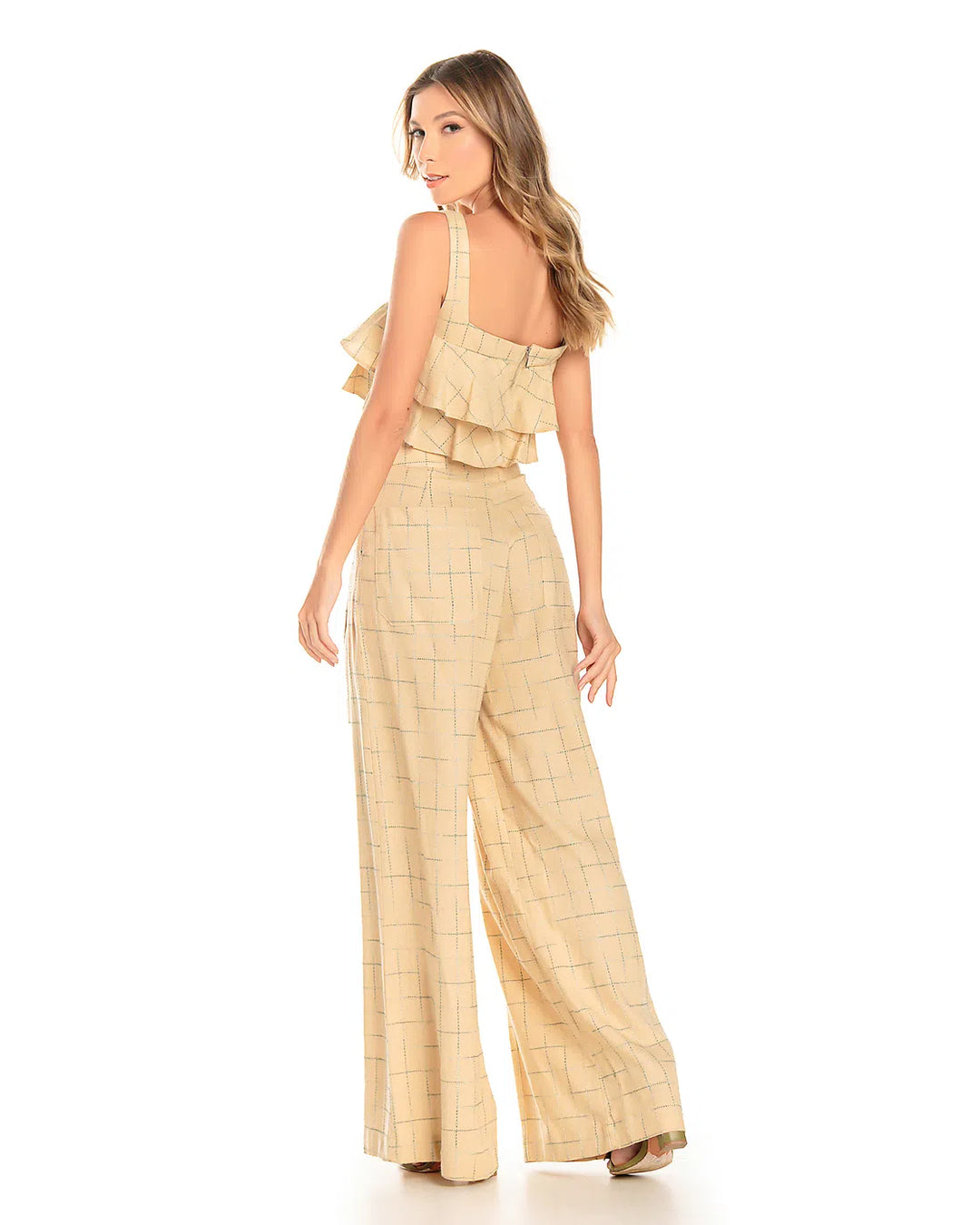 Anne Fernandes Ruffled Crop Top+Pants Set