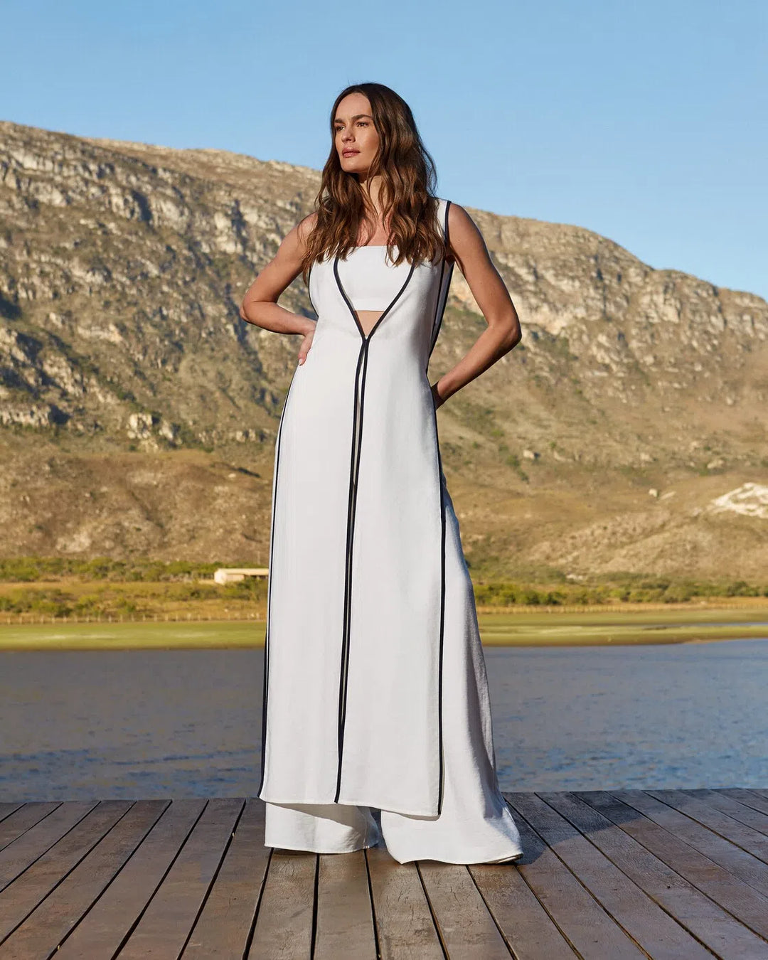 Anne Fernandes Top+Pants+Maxi Vest Set
