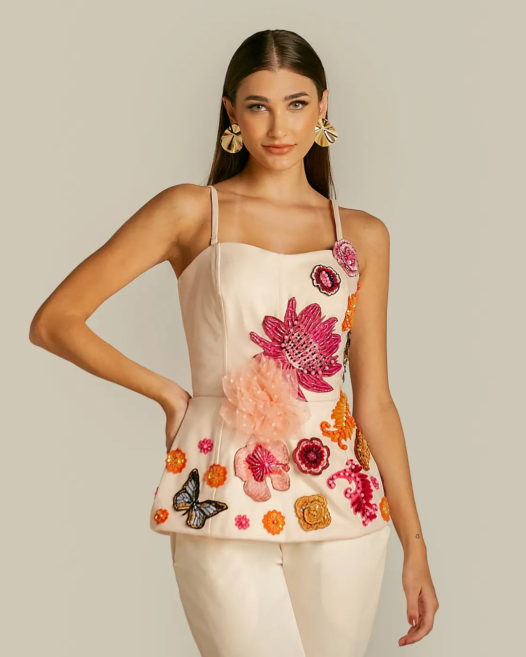 Anne Fernandes Embroidered Blouse+Pants Set