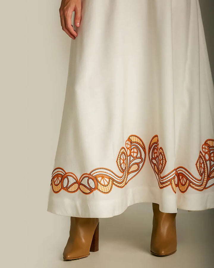 Anne Fernandes Cropped+Midi Skirt Set