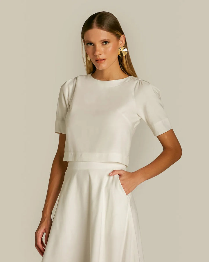 Anne Fernandes Cropped+Midi Skirt Set