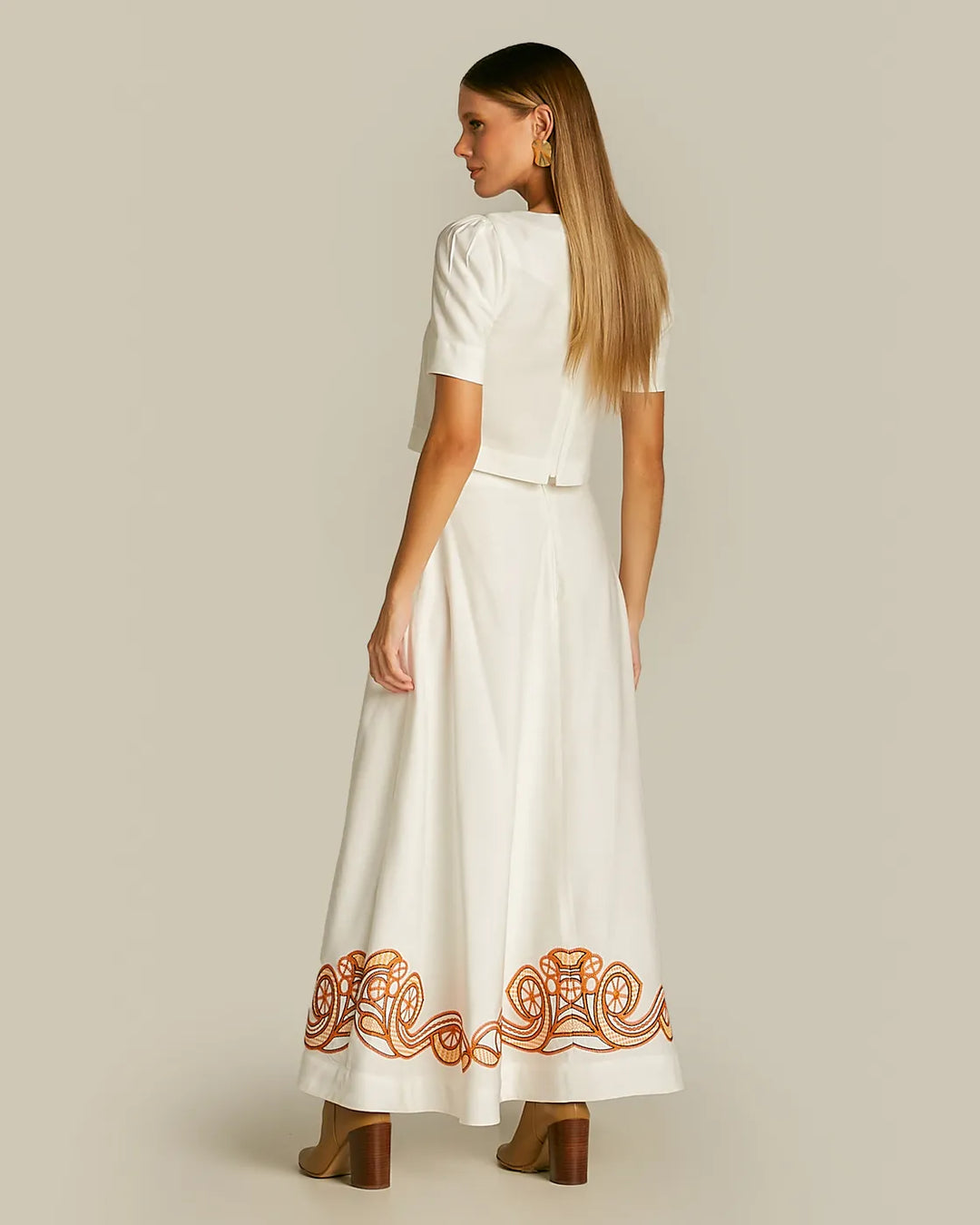 Anne Fernandes Cropped+Midi Skirt Set