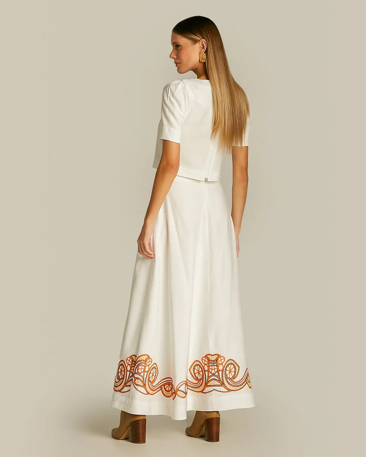 Anne Fernandes Cropped+Midi Skirt Set